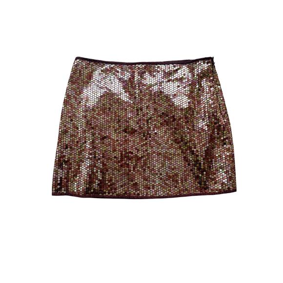 Bronze Gold Sequin Express Mini Skirt / Size 6 - Picture 3 of 4